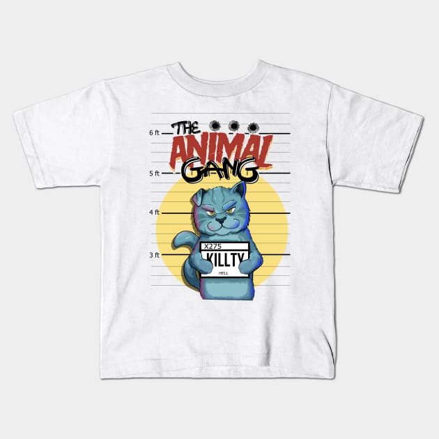 the animal gang cat urban style Kids T-Shirt by the house of parodies